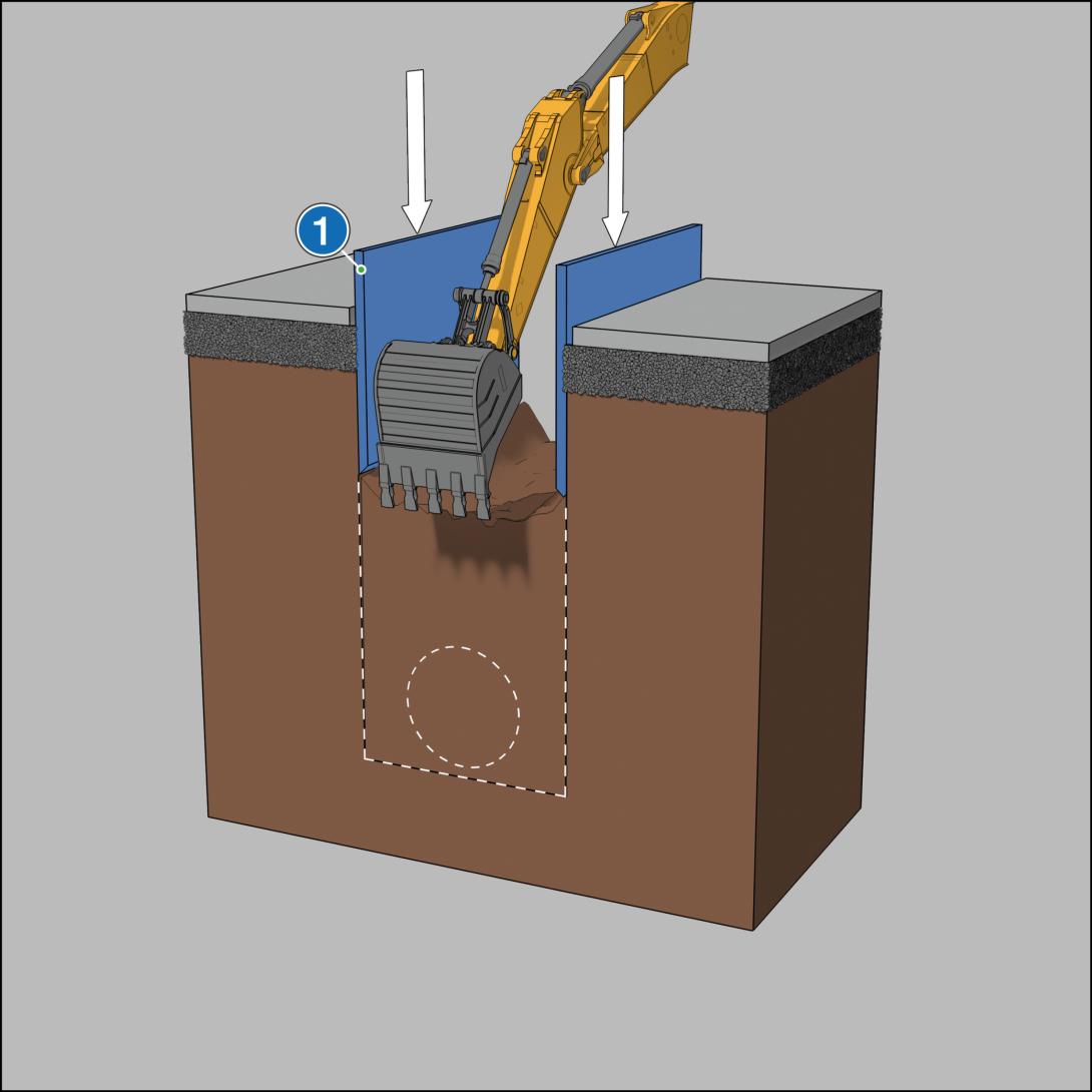 Grabensicherung nach Vorschrift hier: mit senkrechtem Verbau&nbsp;