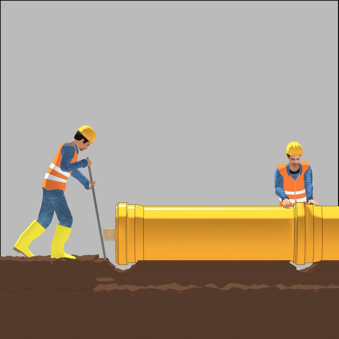 Manuelle Positionierung der Kunststoffrohre